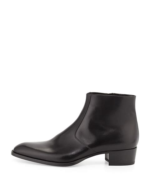 ysl wyatt cuban|Wyatt leather ankle boots in black .